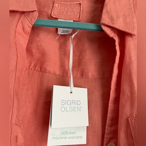 NWT Sigrid Olsen Linen Button down blouse - Picture 3 of 4
